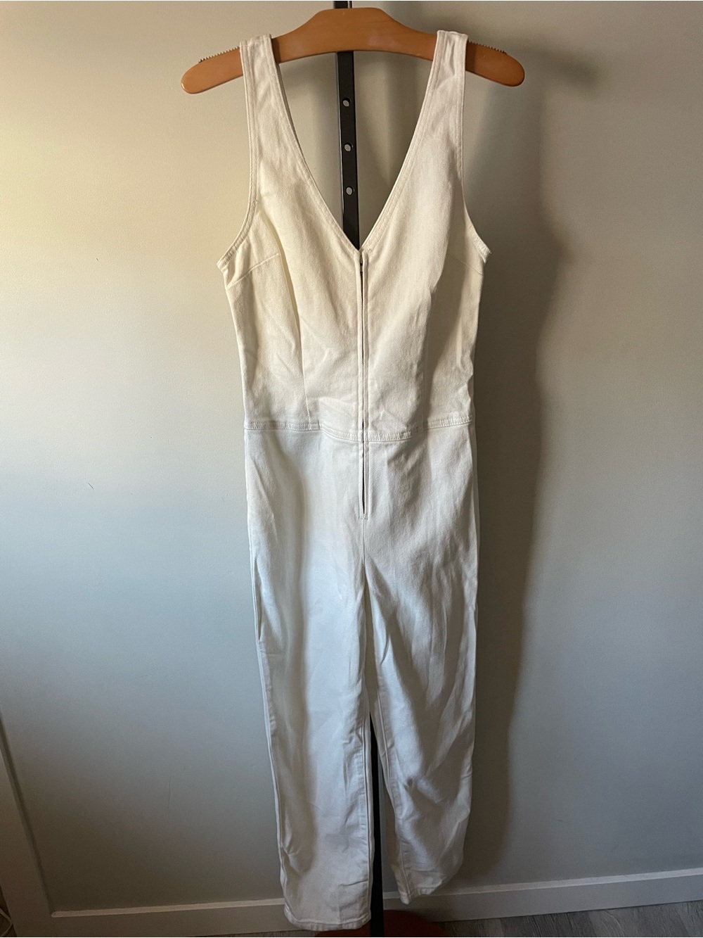 NEW Wilfred Free Denim Jean Overalls Front Zip White Front Zip